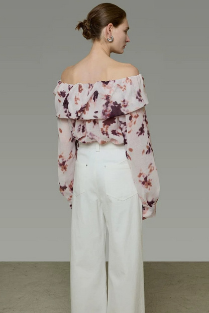 Elegant Tie-Dye Off-Shoulder Blouse