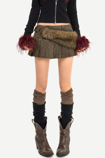 Mid-Low Waist Mini Pleated Short Skirt