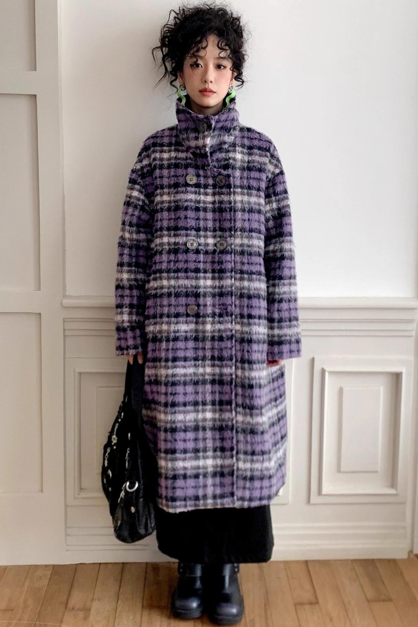 Plaid Woolen Winter Coat