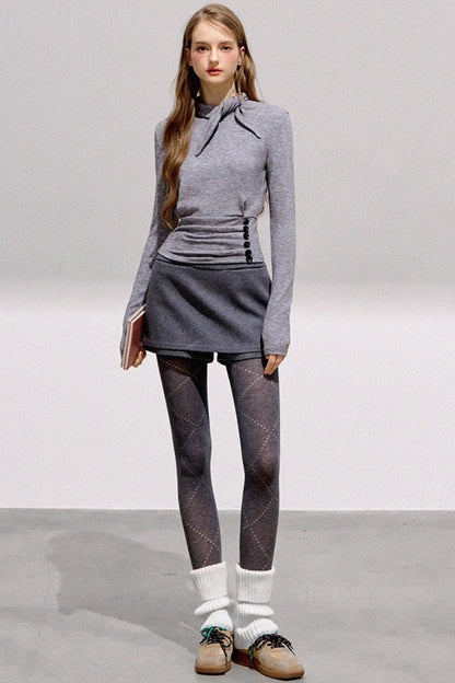 Mint Asymmetrical Button Knitwear