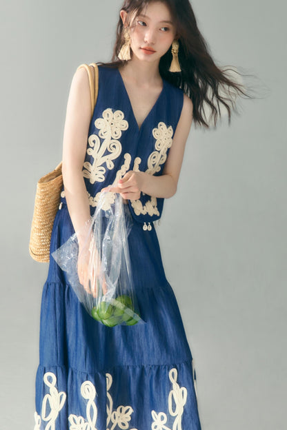 Wind Vines Flower Shell Pendant Vest Set-Up