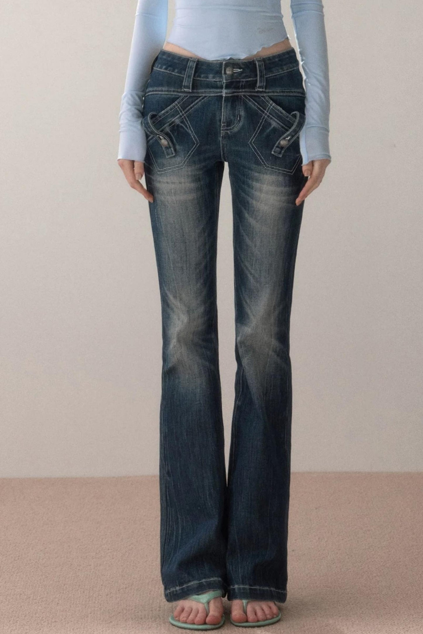 Topstitch Gradient Skinny Jeans
