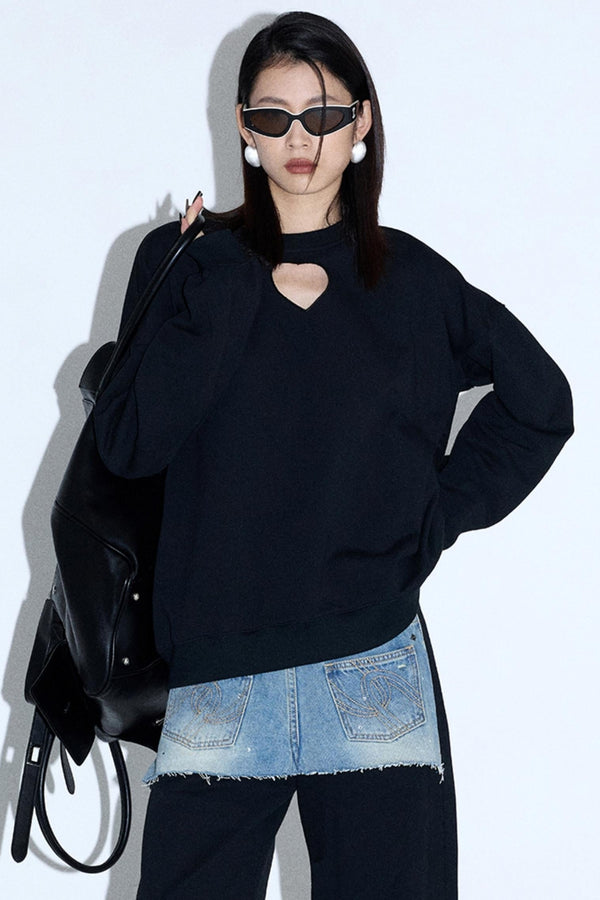 Embroidered Hollow Heart Top