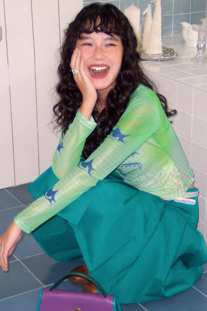 Mesh Slim Long-Sleeved Top