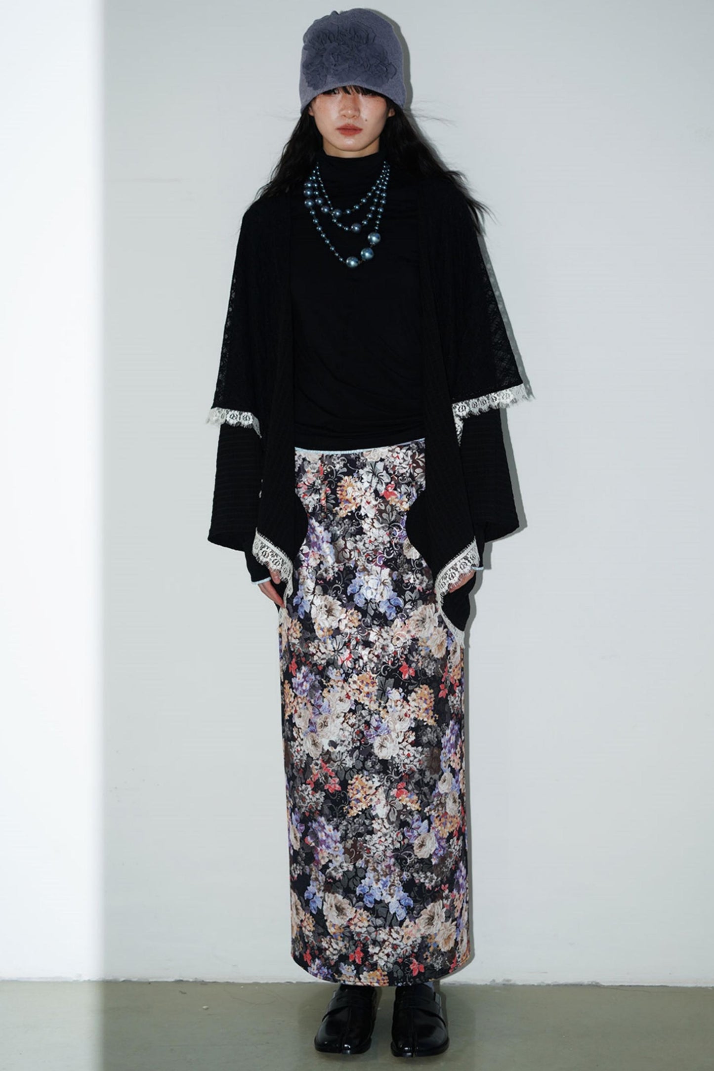 Gold Floral Pleated Skirt