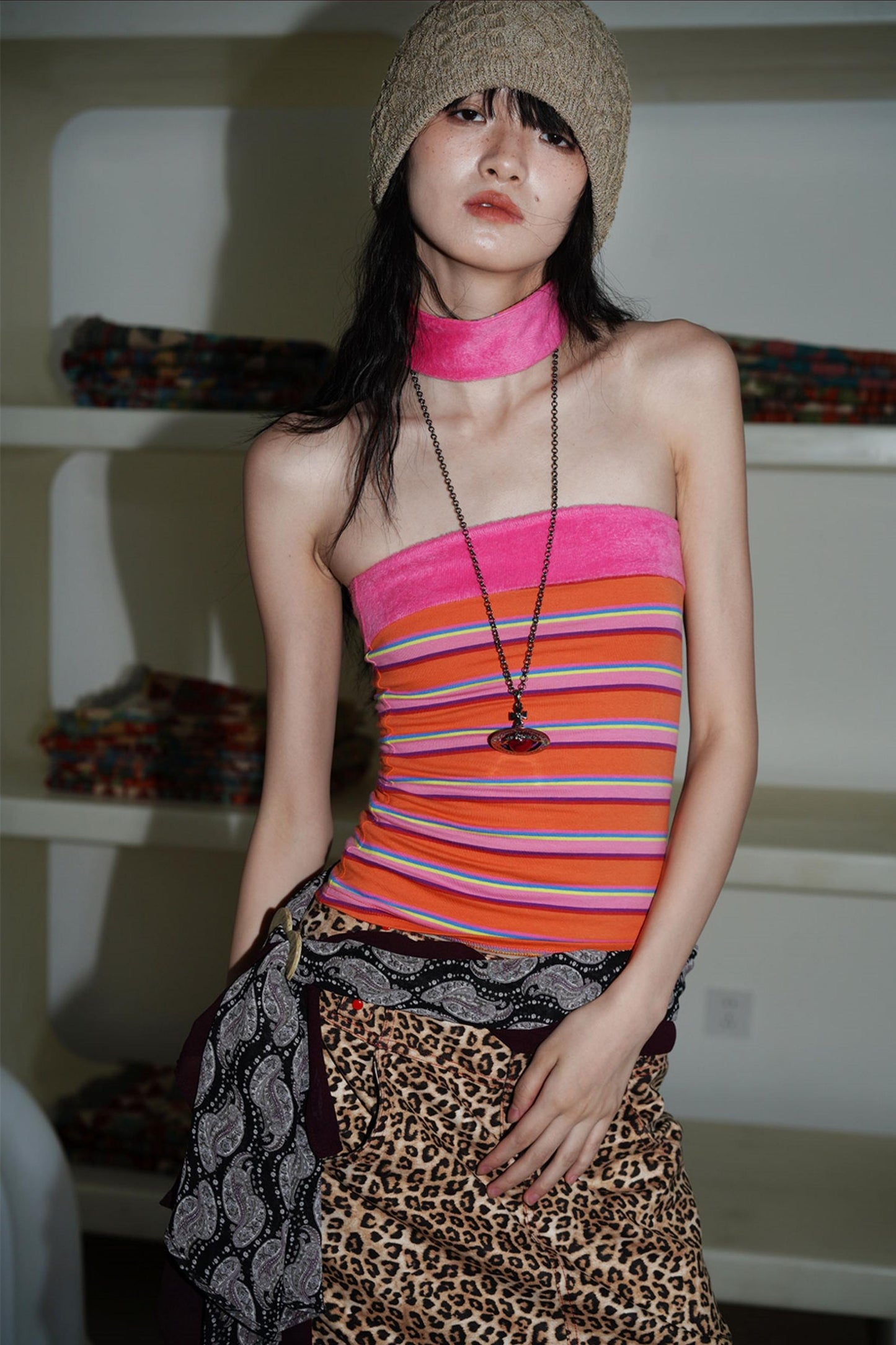 Vintage Striped Bandeau Set