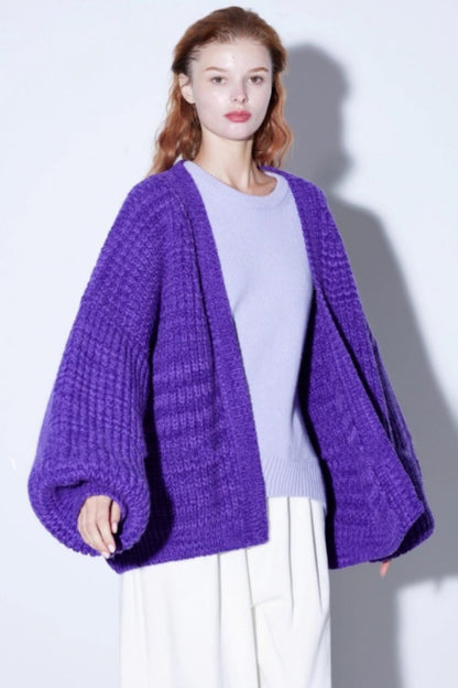 Heavyweight Two-Tone Lantern Cardigan