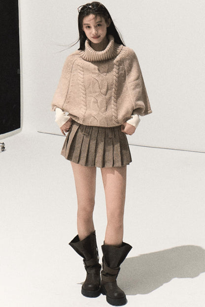 Throbbing Woolen Pleated Culottes Skirt