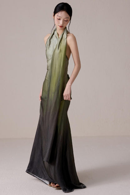 Summer Gradient Color Flutter Dress