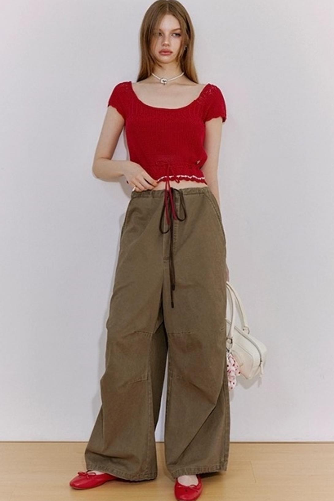 Drawstring Straight Leg Casual Pants