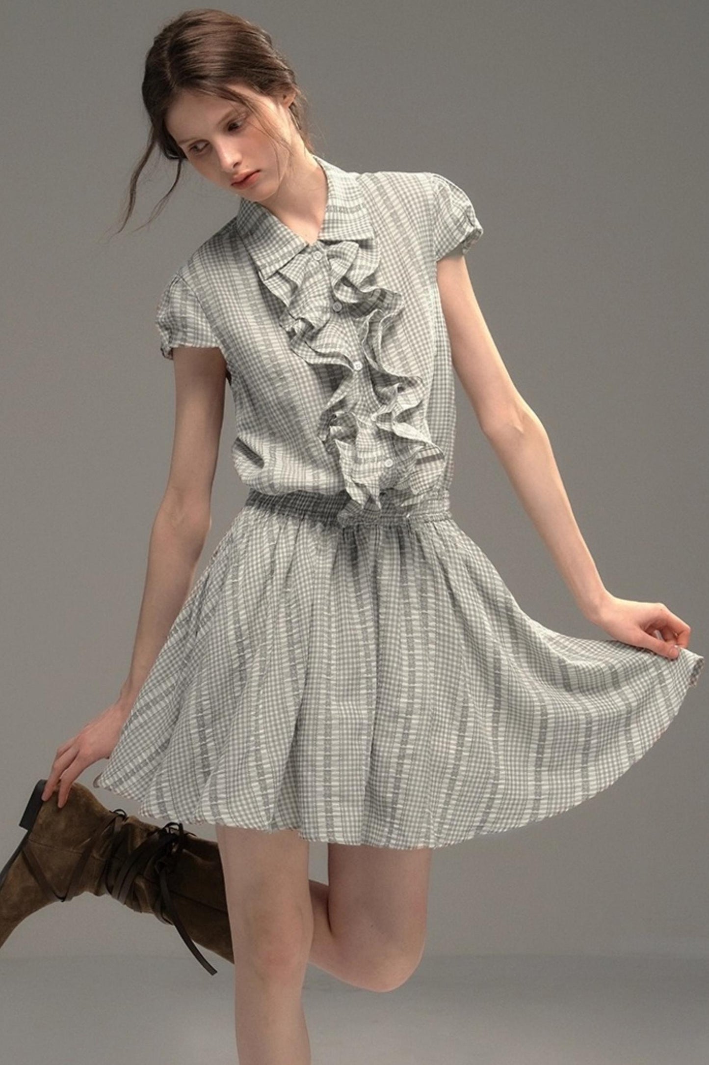 Silver Coral Jacquard Lace Dress