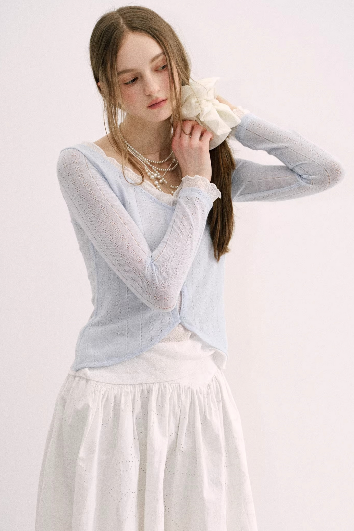 Artist-Designed Lace Knit Top
