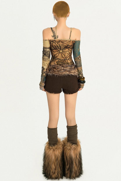 Dune Exotic Print Sheer Mesh Top