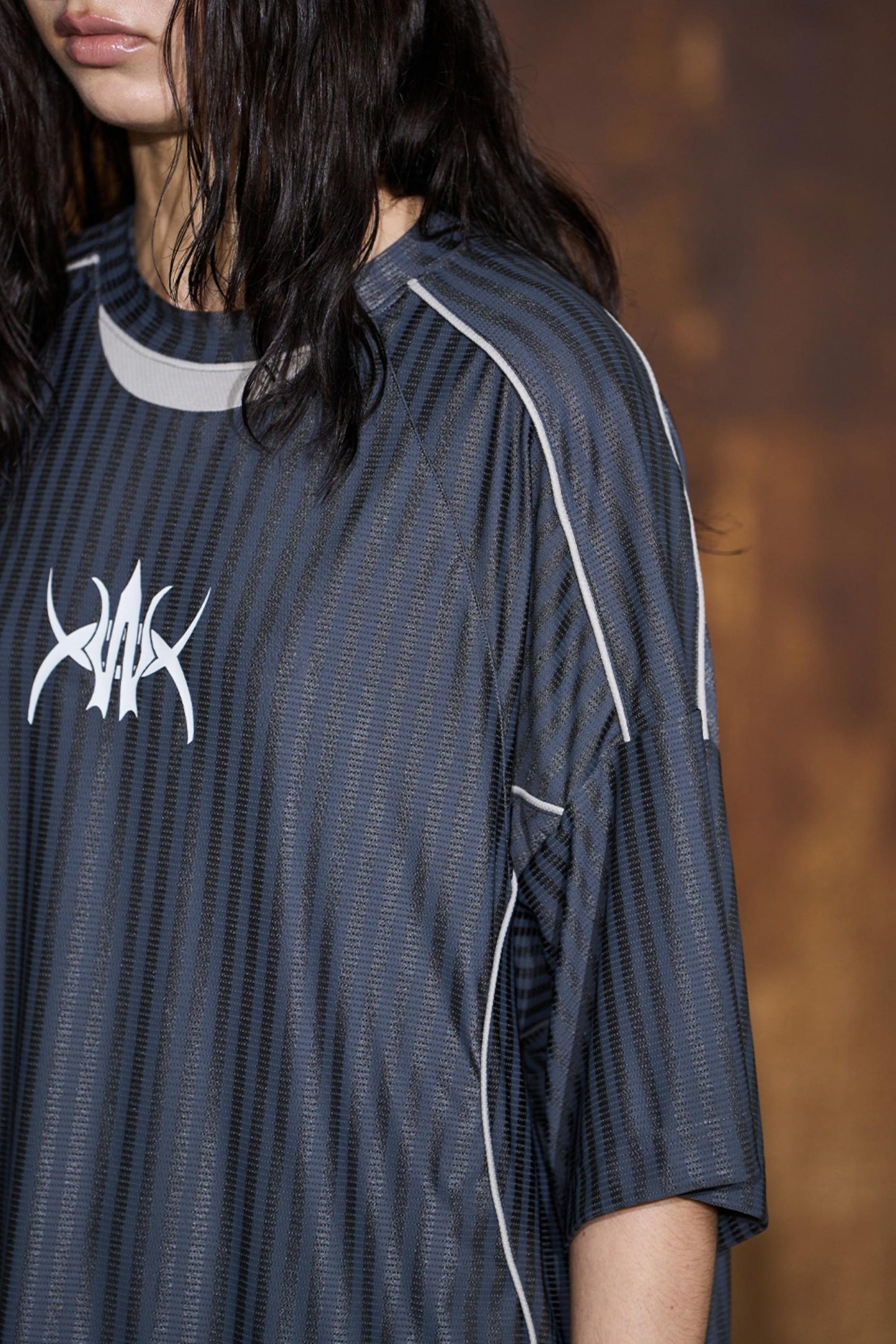 Gray Striped Jersey Top