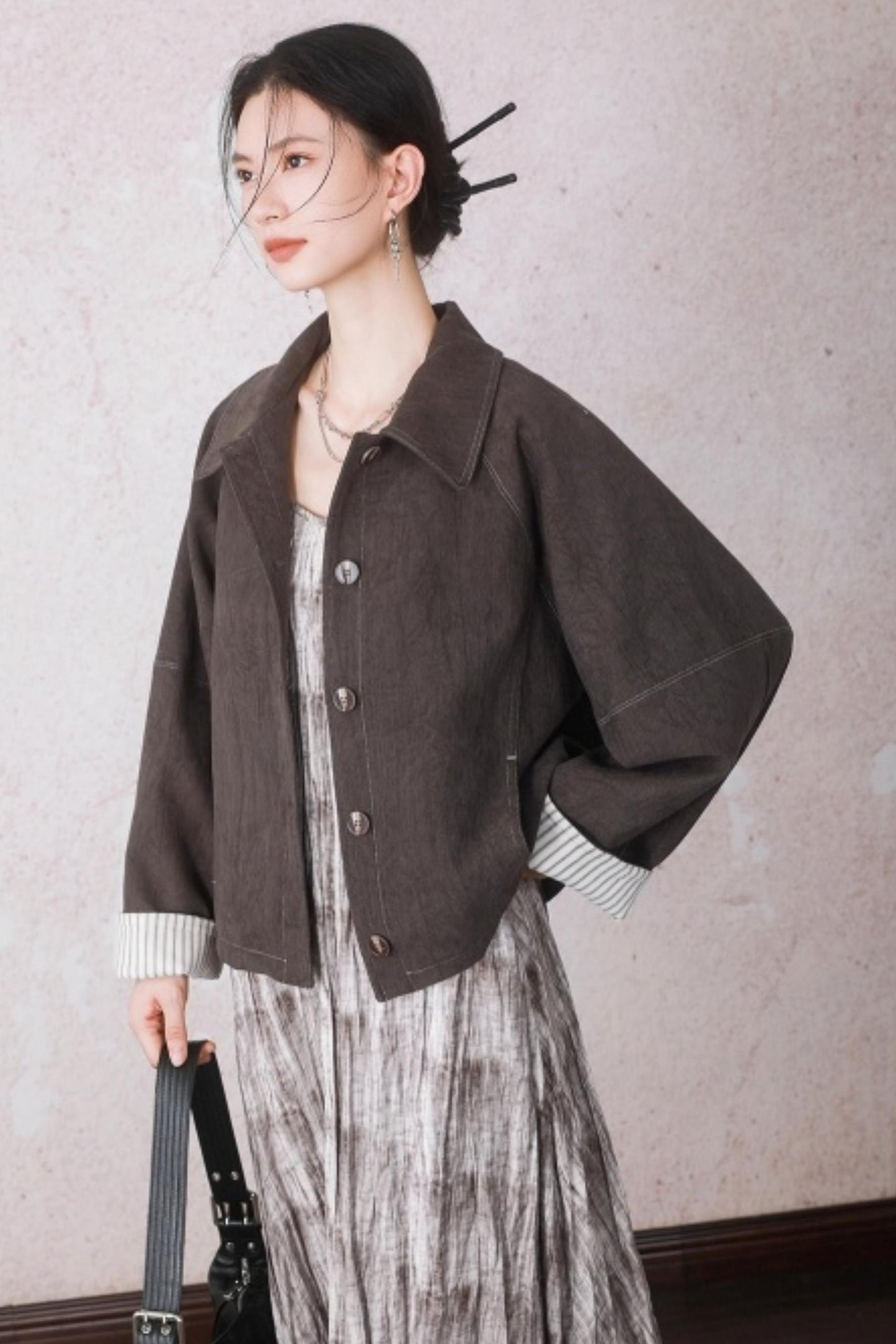 Patchwork Velvet-Feel Jacket