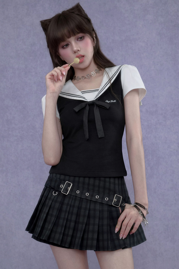 Black and White Sailor Top Set-Up
