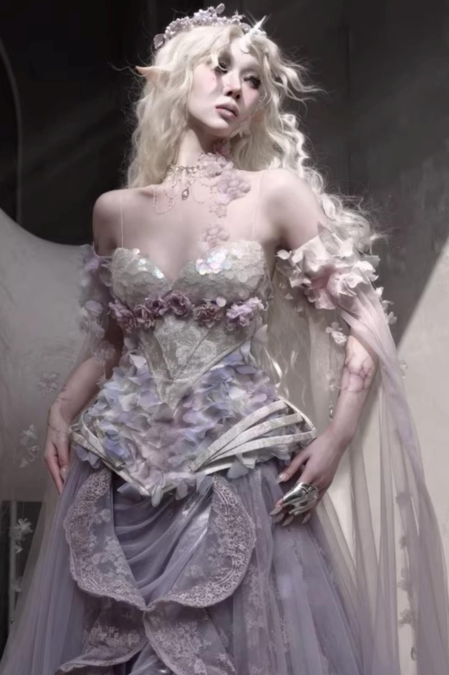 Moonlight Flower Fishbone Corset Matching Set