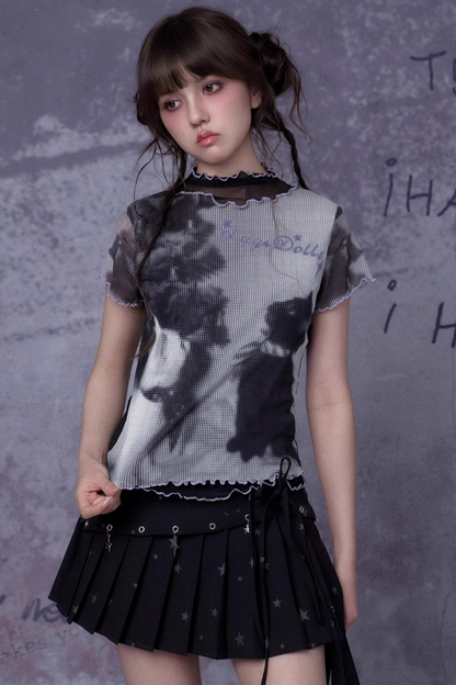 Retro Double-Layer Mesh Top