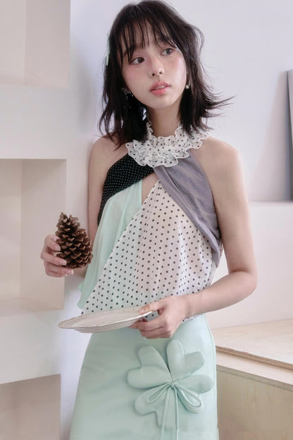 Clover Bow Tie Leather Skirt