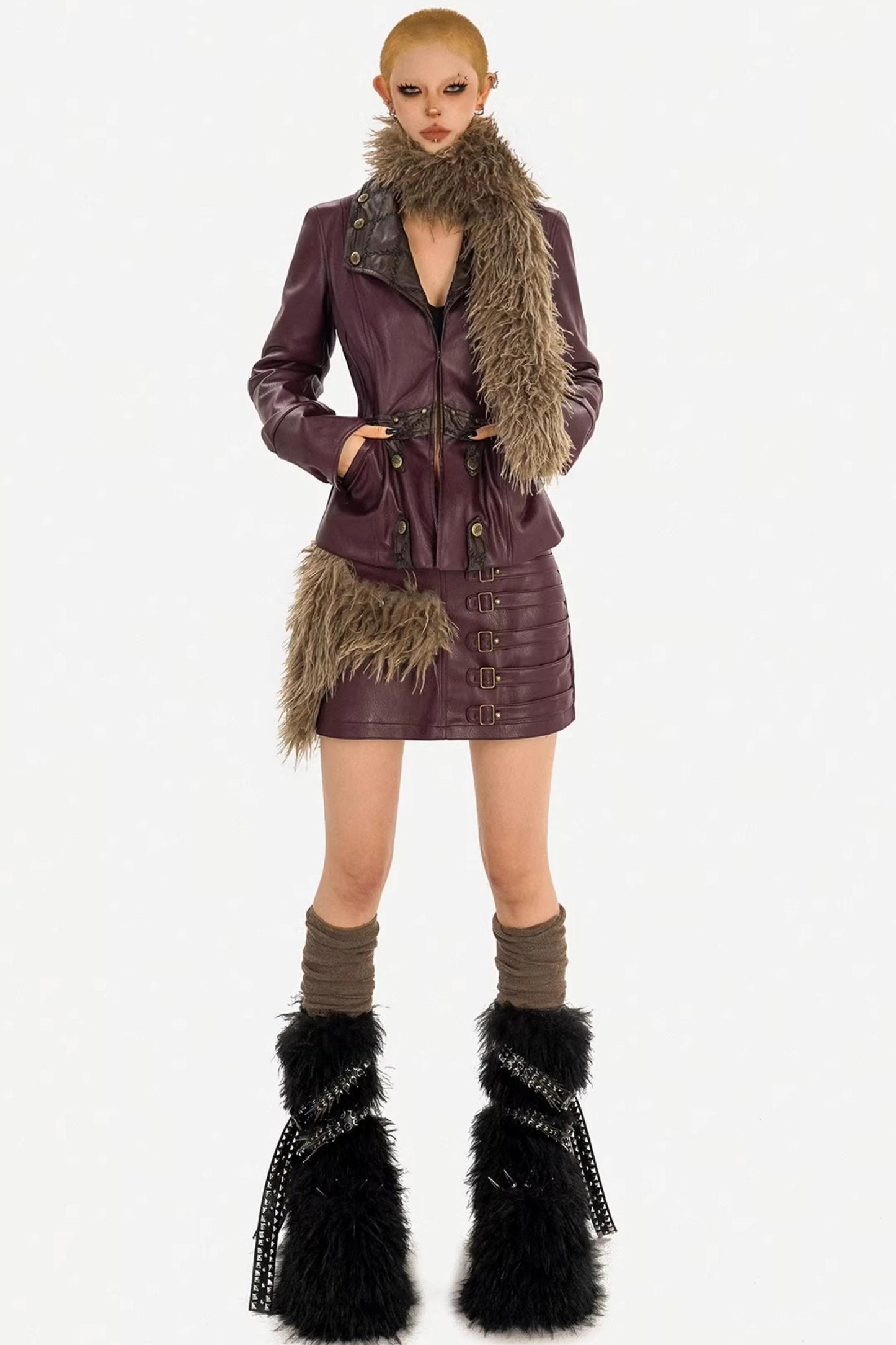 Wine Red Leather Skirt