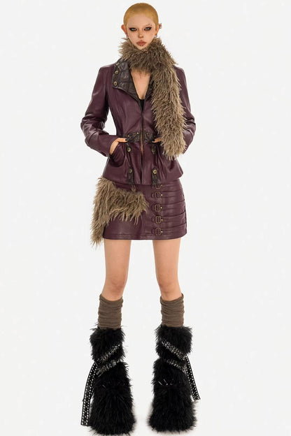 Wine Red Leather Skirt