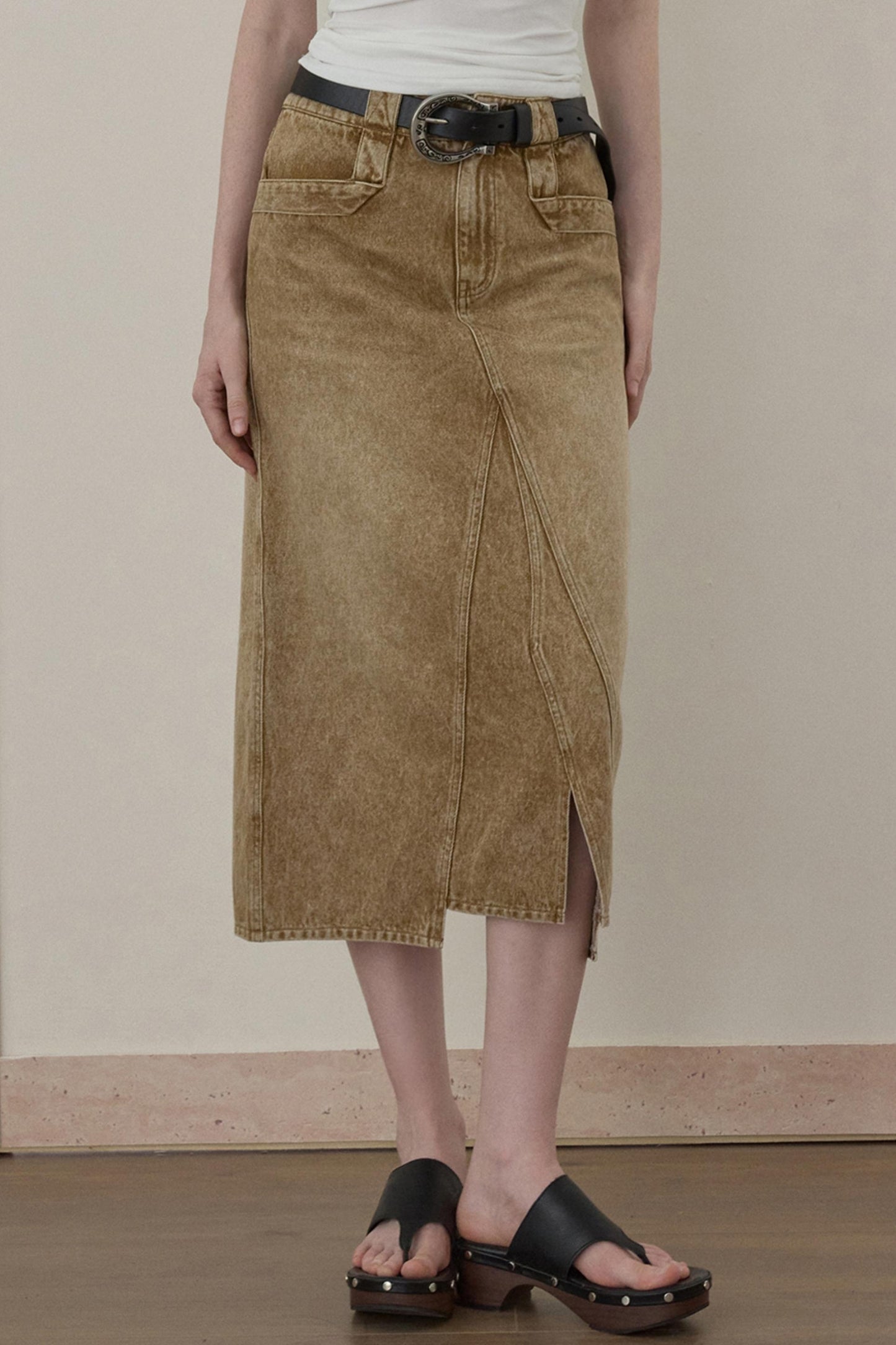 Wooha Vintage Brown Denim Skirt