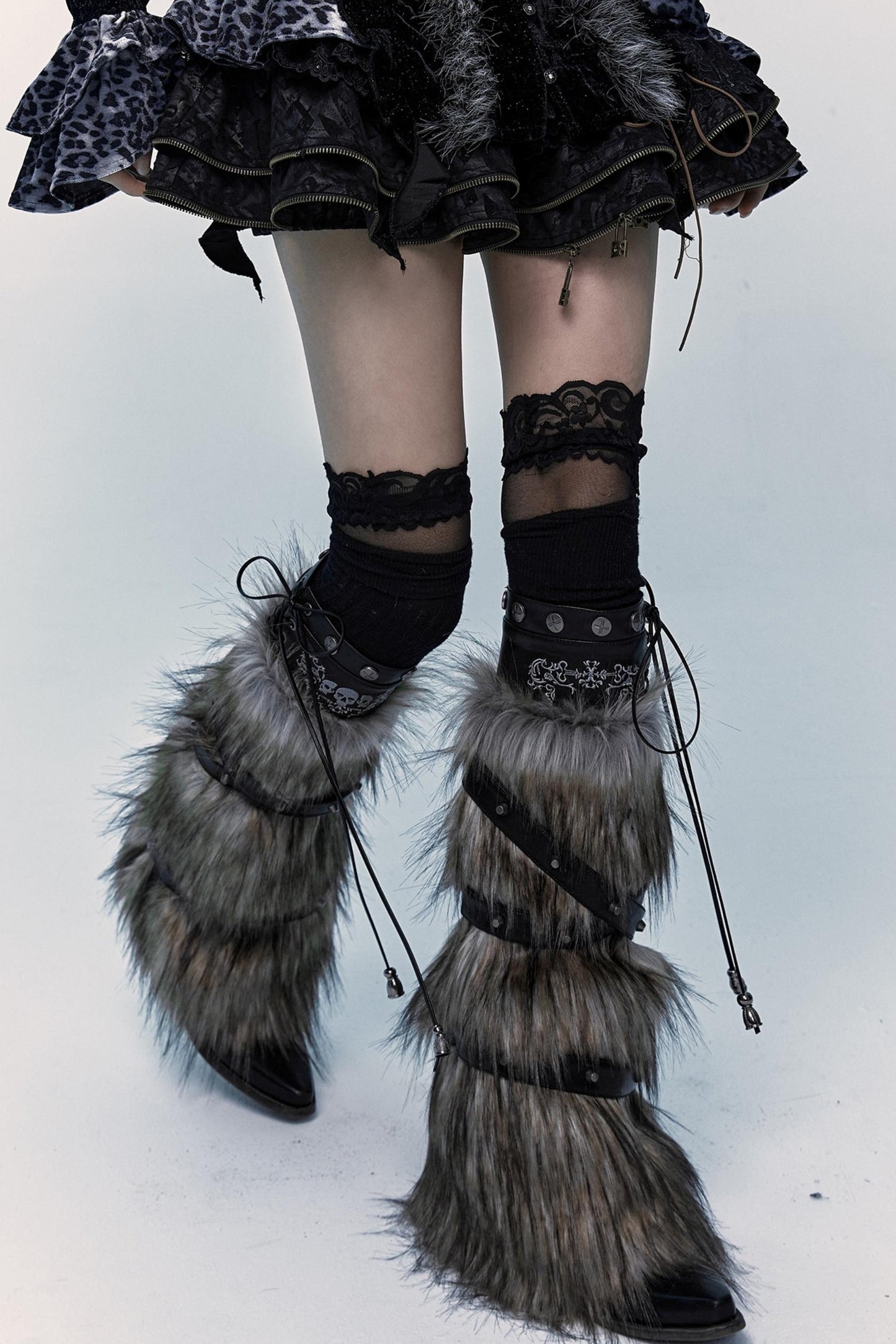 Dark Punk Furry Leg Warmers