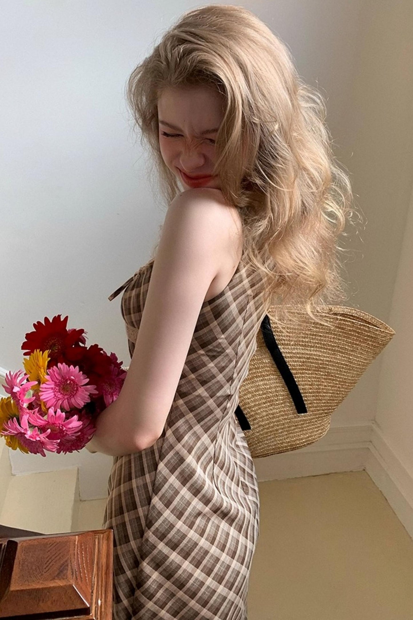 Brown Lace Slip Dress