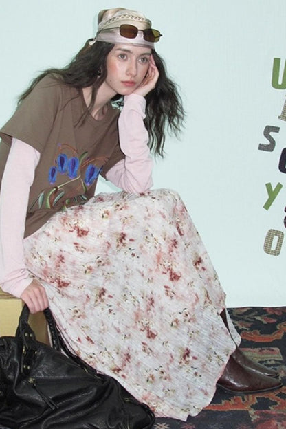 Shrink Silver Print Floral Skirt