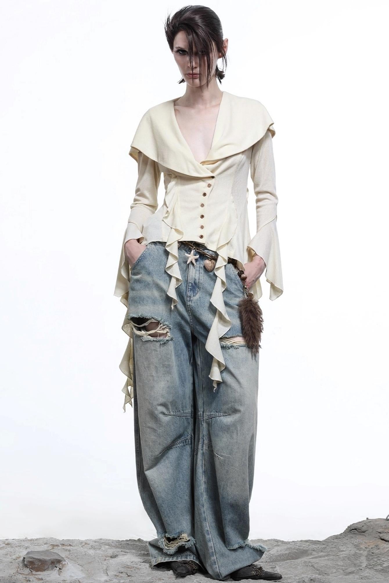 Lyocell Ruffled Cardigan