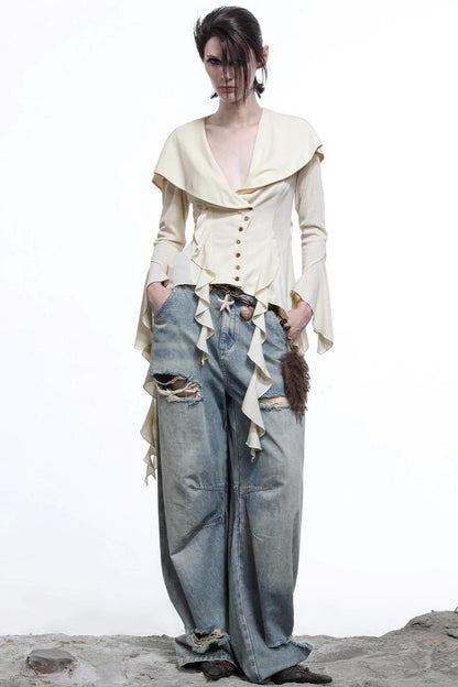 Lyocell Ruffled Cardigan