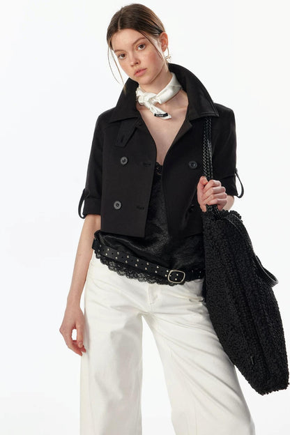 Cropped Convertible Collar Top