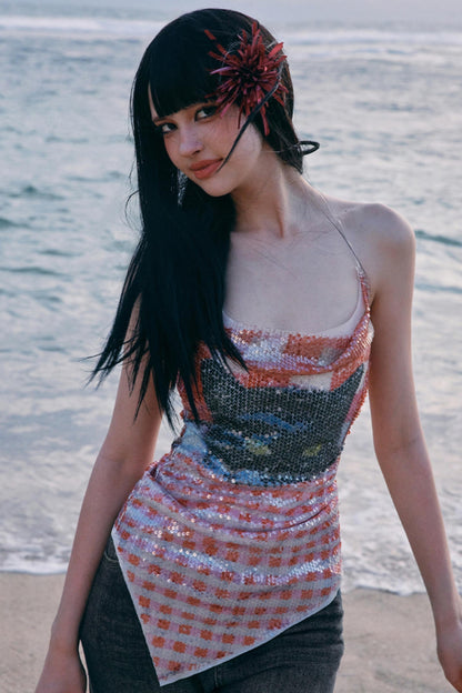 Summer Sparkling Floral Cami Top