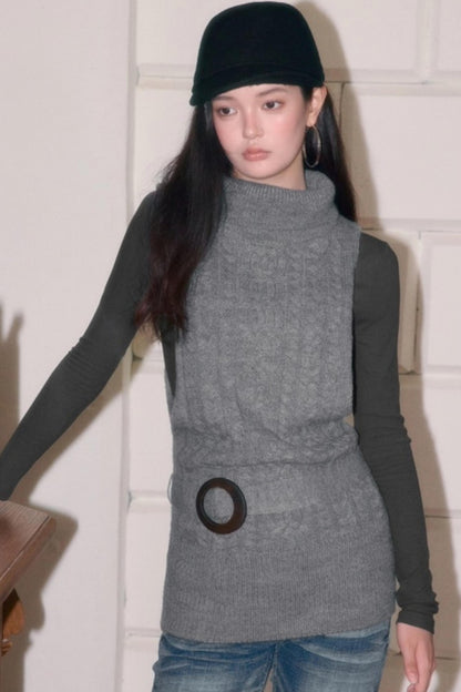 Turtleneck Sleeveless Sweater Vest