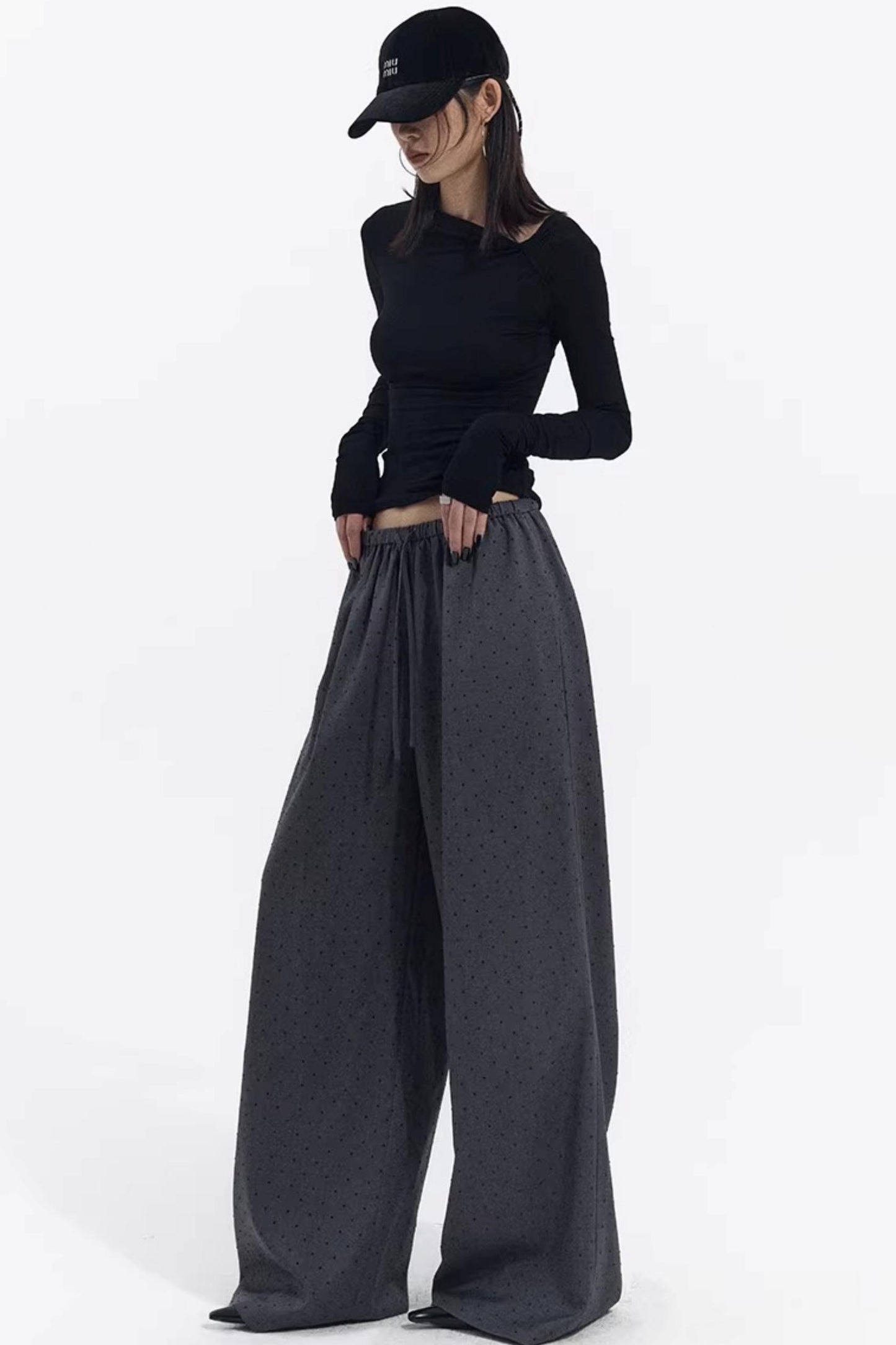 Retro Gray-Red Polka Dot Trousers