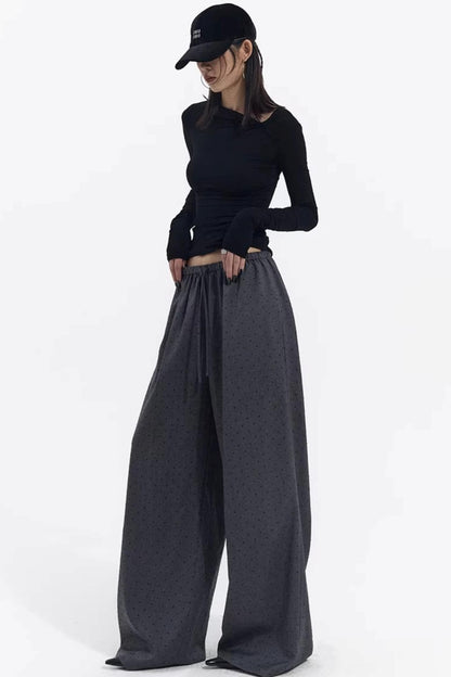 Retro Gray-Red Polka Dot Trousers