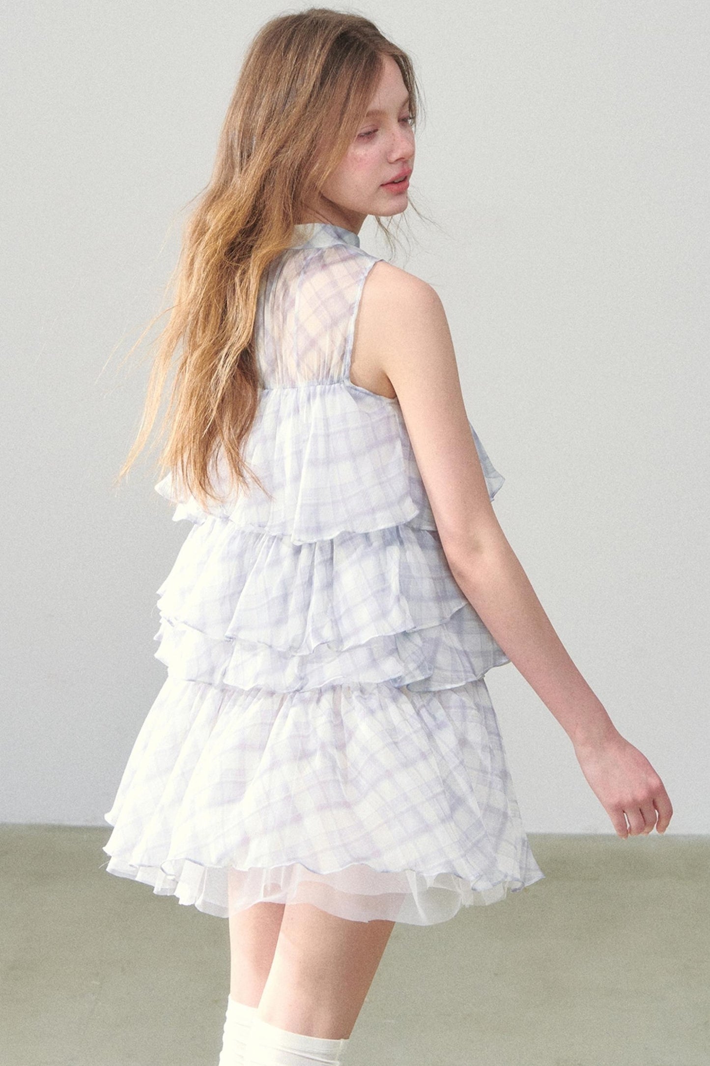 Light Blue Gingham Tutu Dress