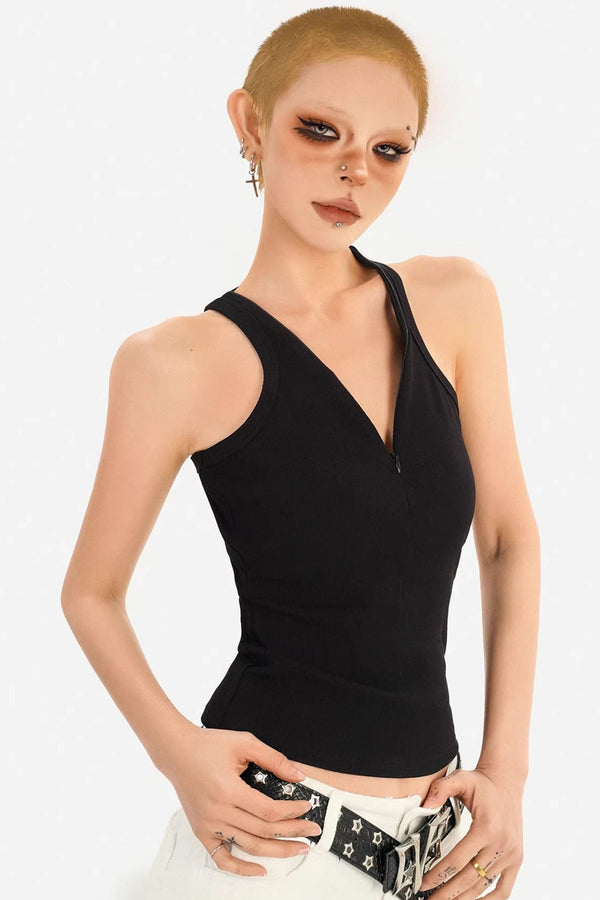 Textured Ribbed Zipper Vest