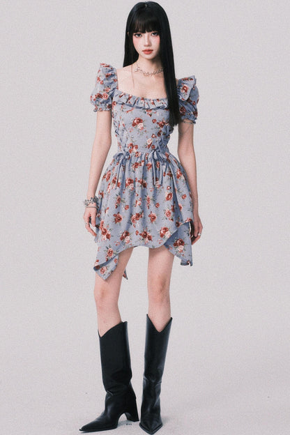 Asymmetrical Bubble Sleeve Dress