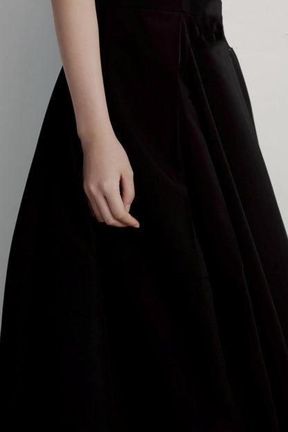 Cocoon Pleated Black Dress