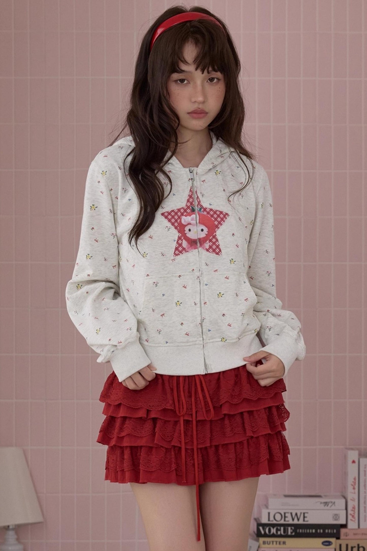 Elegant Red Lace Cake Skirt