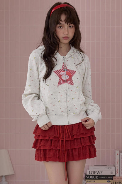 Elegant Red Lace Cake Skirt