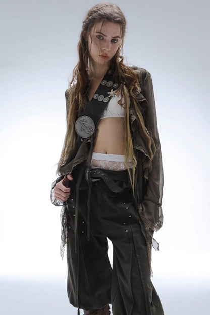 Ruffled Chiffon Yarn Shirt