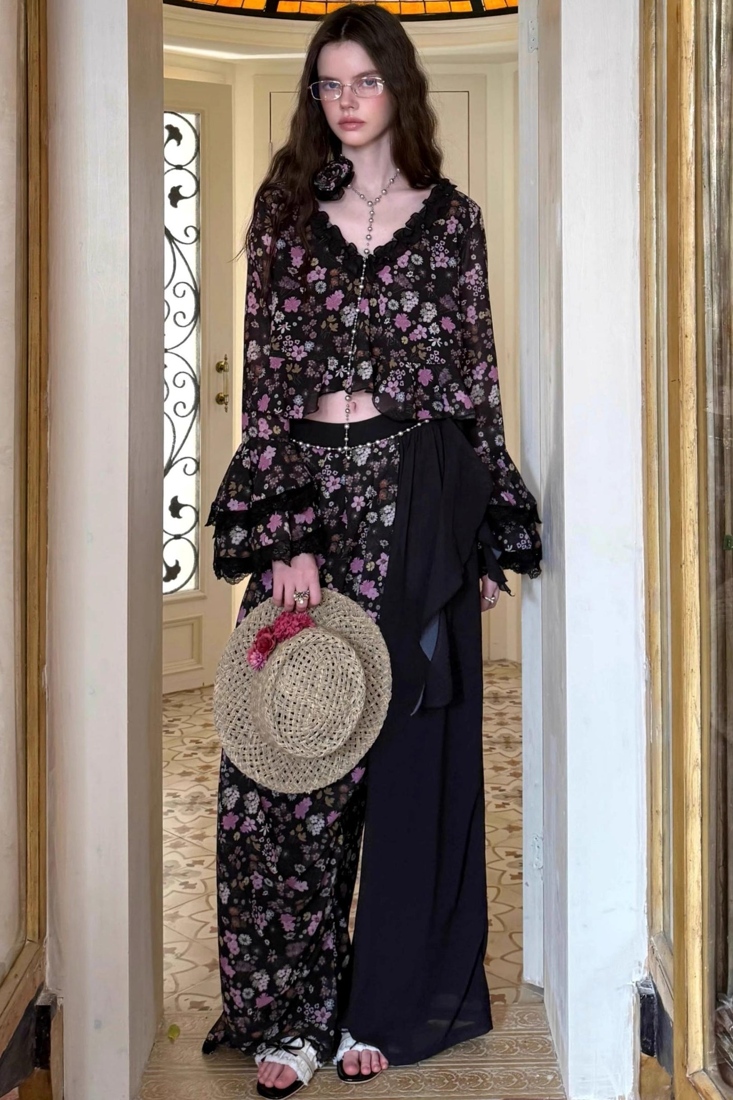 Dark Night Floral Shirt Set-Up