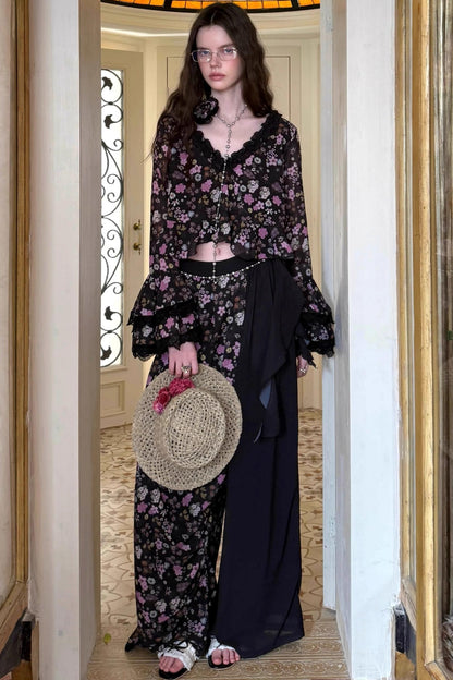 Dark Night Floral Shirt Set-Up