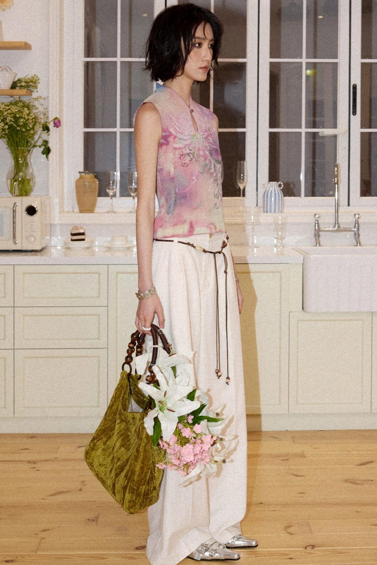 Twilight Chrysanthemum Pleated Vest