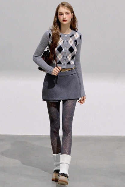 High-End Wool Tweed Skirt