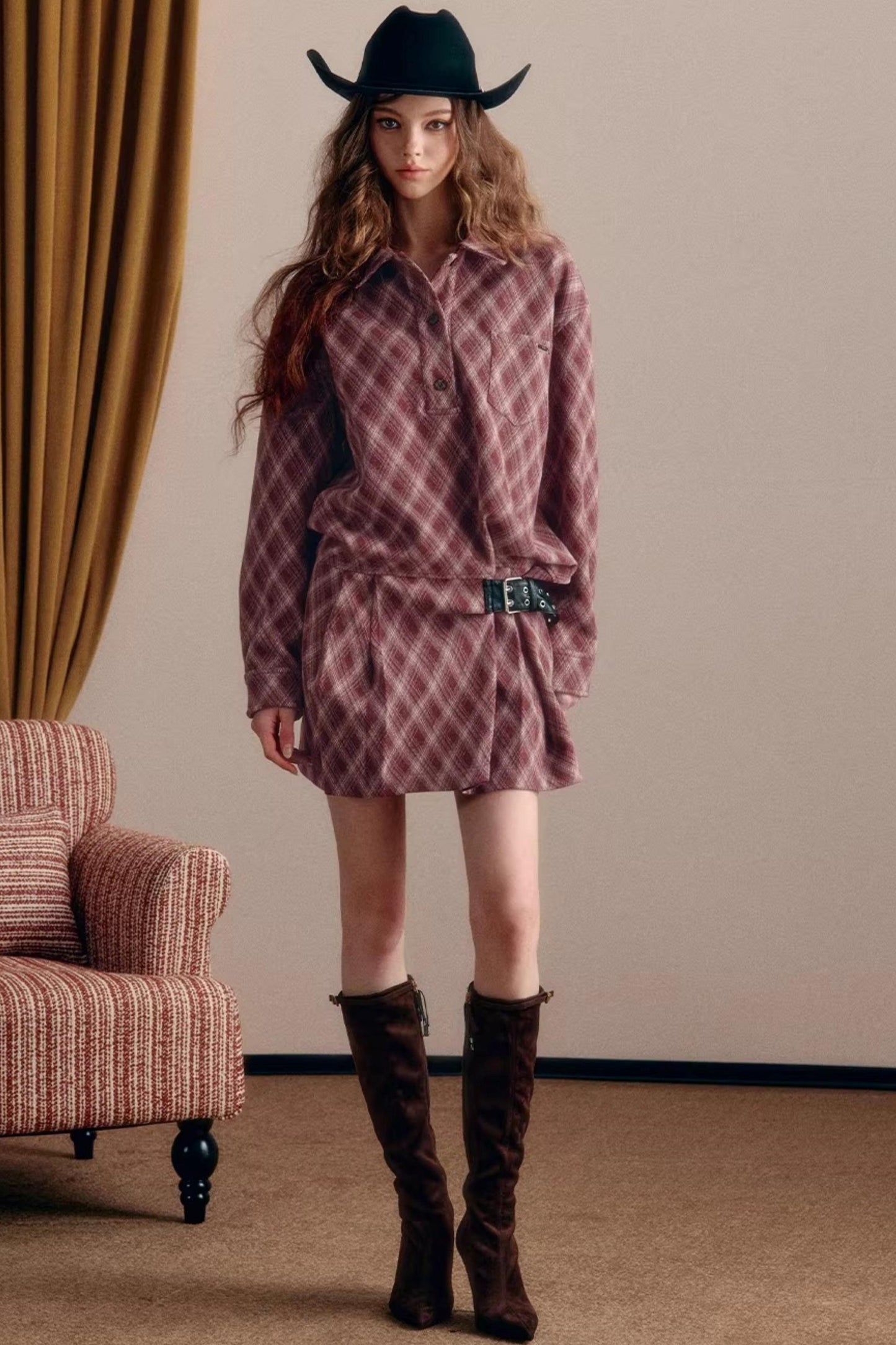 Vintage Plaid Shirt Dress