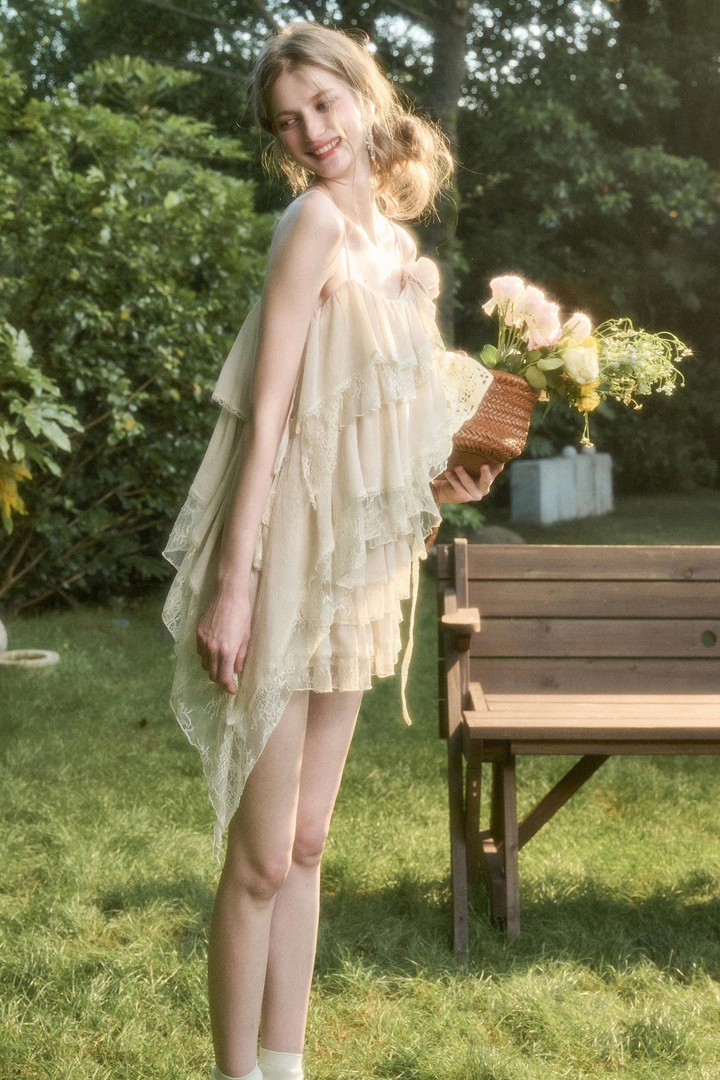 Soft Lace Top With Skirt Set-Up