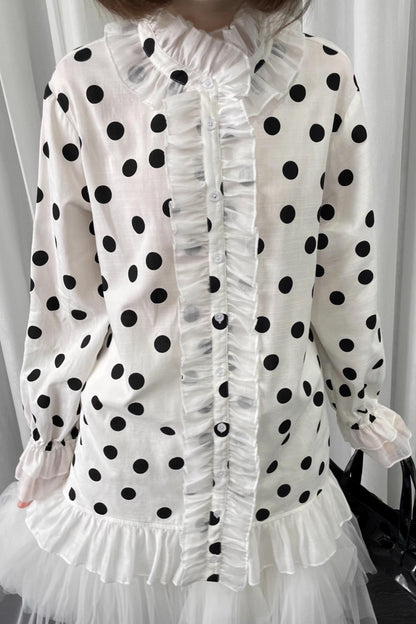 Polka Dot Lace Blouse Top